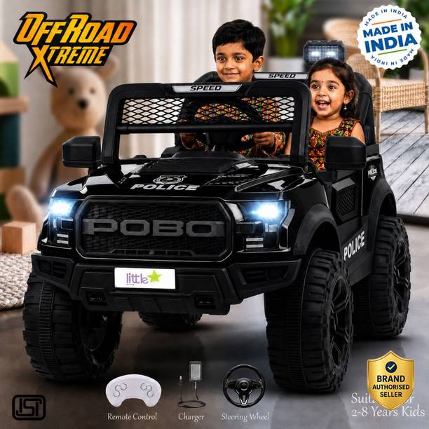 LITTLE RIDES Kids 4 Motor Electric Battery Car With Baby Driving + Parents Remot