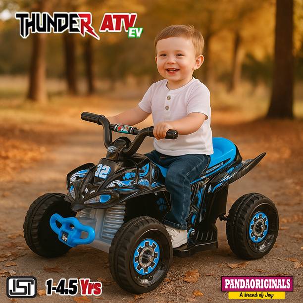 Pandaoriginals Thunder Atv Ev Music & Lights, Forward and Backward Gear, Built in MP3 player Car Battery Operated Ride On