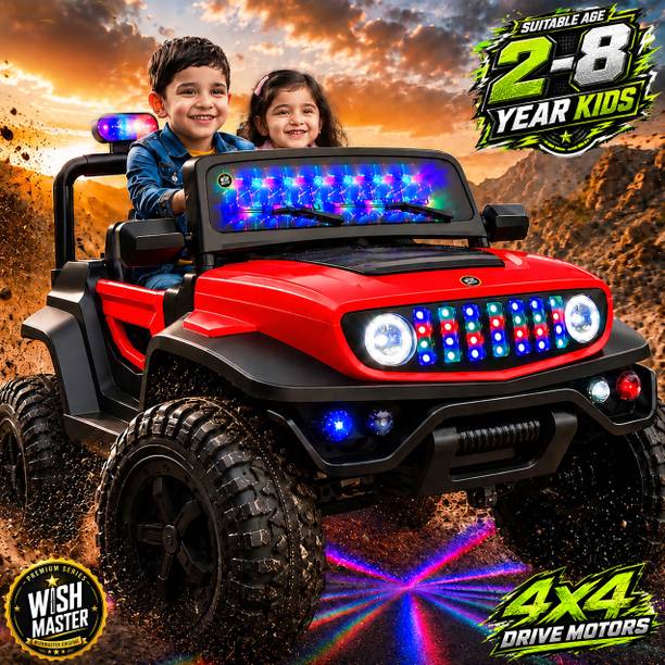 Wishmaster 4x4 Roxy Offroad Electric Jeep For Kids 2-8 Years | Big Size Wheel Car Battery Operated Ride On