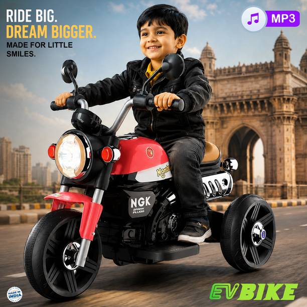 LITTLE RIDES Battery Operated Bike for Kids with Foot Accelerator & Music with LED Light Bike Battery Operated Ride On