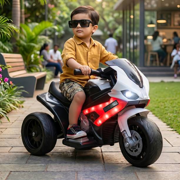 kidznation Urban Ranger Mini Ev With LED Lights, Music for 1.5-4 Yr Kids Bike Battery Operated Ride On