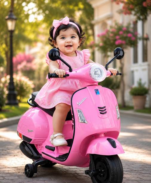 Little Love Vespa Style Kids Electric Ride On Scooter for Boys Girls with Music LED Light Scooter Battery Operated Ride On Pink