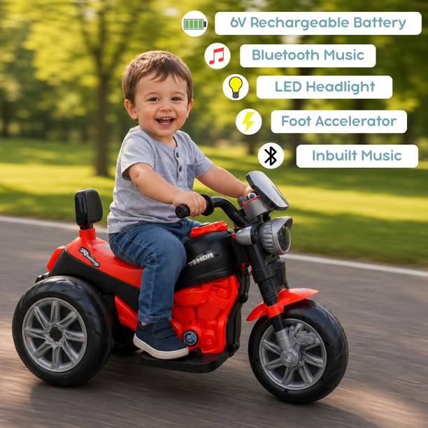 A+13 TOYS Thor EV Bike 6V Battery Ride On for Kids 2-5 Years with Music & LED Bike Battery Operated Ride On