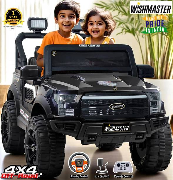 Wishmaster 4x4 Pobo Driving Car With Remote , Mobile App + Manual Drive Car Jeep Battery Operated Ride On