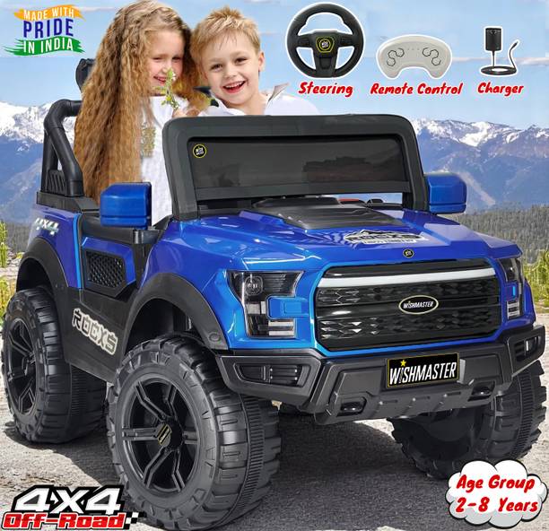 Wishmaster 4x4 Pobo Kids Driving Car With Remote , Mobile App + Manual Drive Jeep Battery Operated Ride On