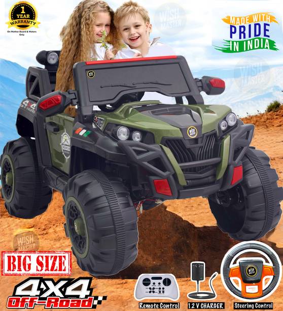 Wishmaster 5 motor 4x4 Big Size Driving Car Remote , Mobile App Control + Steering Drive Jeep Battery Operated Ride On