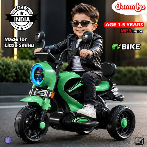 Jammbo Kids 3 Wheel Battery Operated Ride On Bike with Music & LED Lights Bike Battery Operated Ride On
