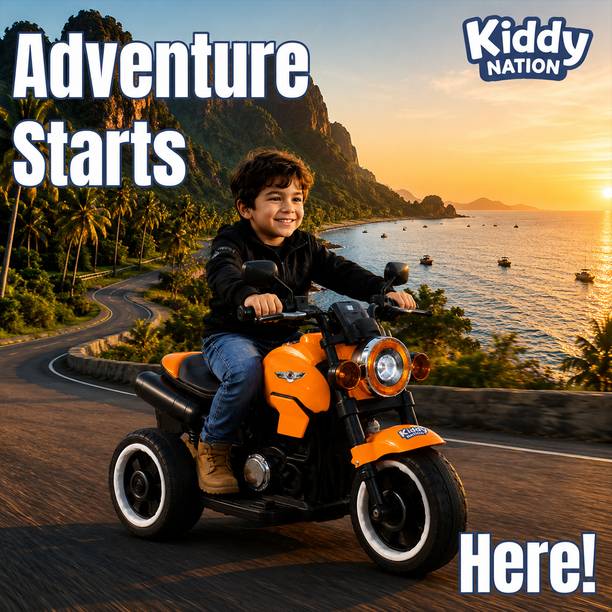 Kiddy Nation Venom Rechargeable Electric Bike for Kids with Bluetooth, Music & Lights | Bike Battery Operated Ride On