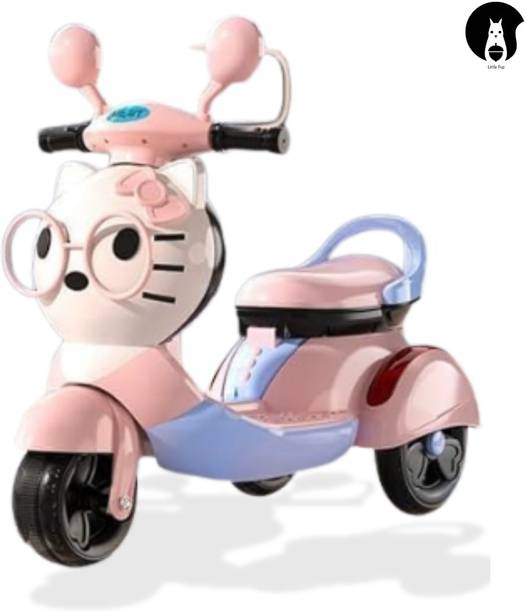 LITTLEPUP Hello Kitty Style Kids Ride On Scooter Battery Music LED Lights Rechargable Scooter Battery Operated Ride On