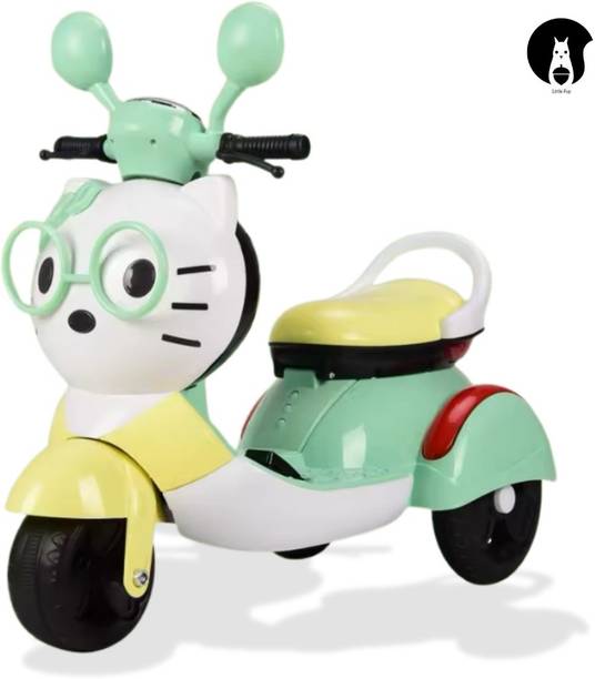 LITTLEPUP Hello Kitty cat Style Kids Ride On Scooter Battery Music LED Lights Rechargeable Scooter Battery Operated Ride On