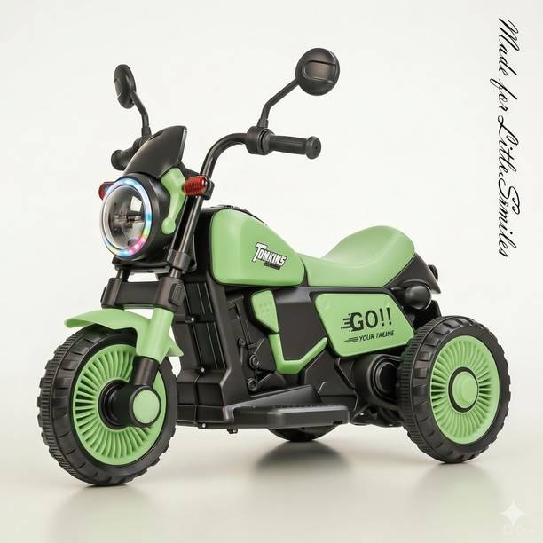LITTLE RIDES Battery Operated Harley Bike for Kids Foot Accelerator & Music with LED Light Bike Battery Operated Ride On