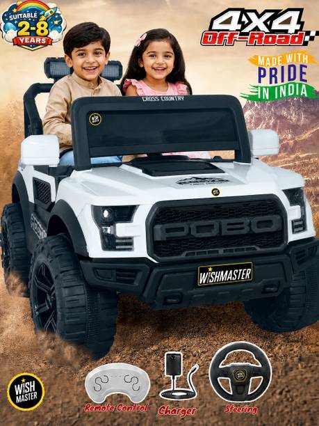 Wishmaster Kids Driving POBO 4x4 Car For 1-8 Years Manual Drive + Remote Control Big Jeep Battery Operated Ride On
