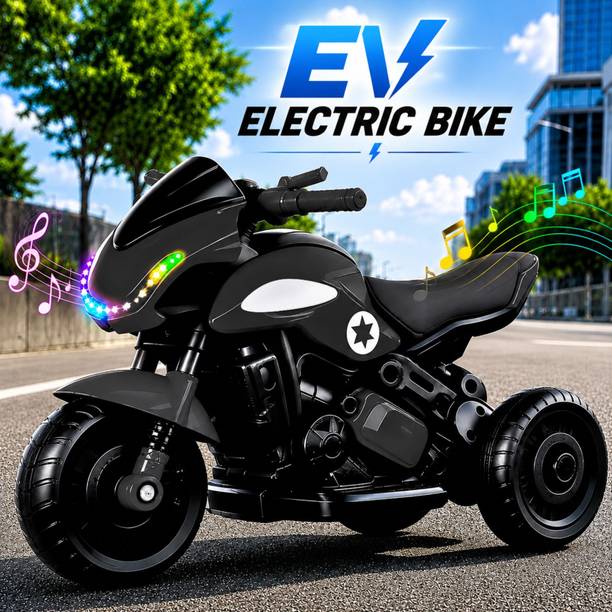 Little Olive Kids Battery Operated Ride On Bike | LED Lights | Music | Foot Accelerator Rideons & Wagons Battery Operated Ride On
