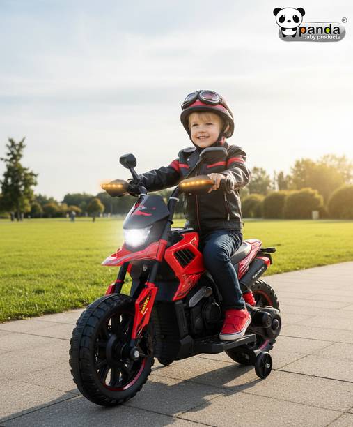 PANDA BABY PRODUCTS Kids Battery Operated Bike with LED Lights, Music & Training Wheels (2–4 Years) Bike Battery Operated Ride On
