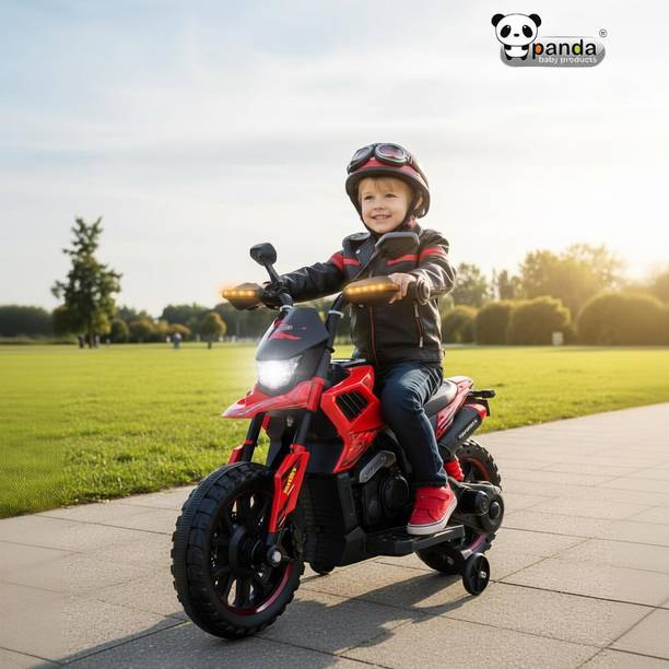PANDA BABY PRODUCTS Electric Ride-On Bike for Kids – Sport Edition with LED Lights & Training Wheels Bike Battery Operated Ride On