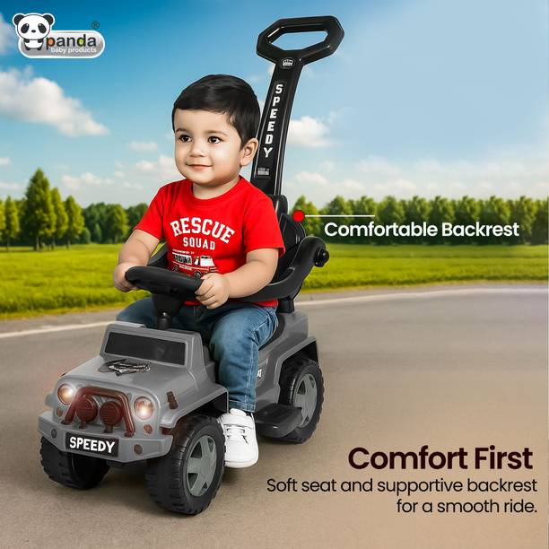 PANDA BABY PRODUCTS Ride-On Jeep for Kids with Music & Horn Steering with Back Support seat Car Non Battery Operated Ride On