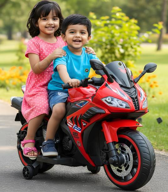 विशमास्टर Fully Assembled Bike 3–8 Year Kids | 2 Seater | Music Player | Hand Accelerator बैटरी संचालित राइड ऑन