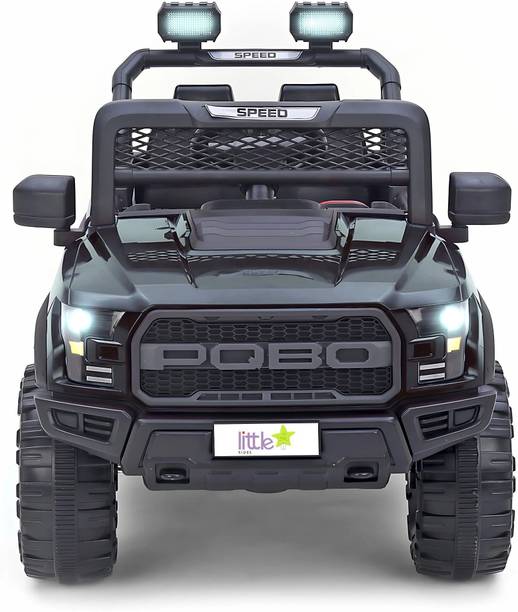 लिटिल राइड्स Pobo 12v Battery Operated Jeep for Kids, with Light & Music | Big Jeep Battery बैटरी संचालित राइड ऑन