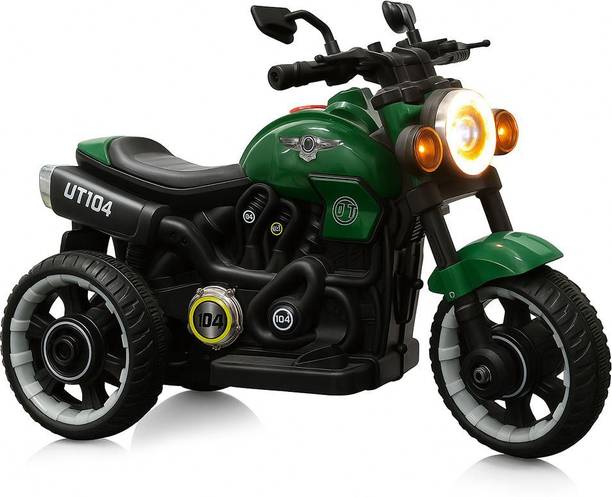 BBG Urban Hawk Ride-On Bike with Music, Lights & USB | 3-Wheel Toy Bike, Green Bike Battery Operated Ride On