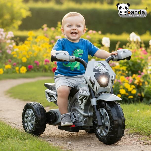 PANDA BABY PRODUCTS Kids Electric Ride-On Bike – 3-Wheel Battery-Powered Toy Bike with Headlight Bike Battery Operated Ride On