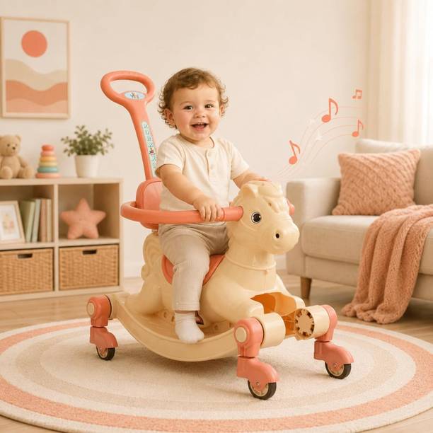 Vini Toys Horse 3-in-1 Rocking Horse for Kids Rideons & Wagons Non Battery Operated Ride On