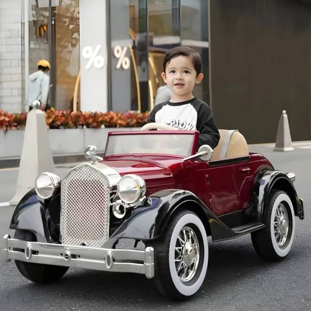 PP INFINITY Kids Vintage 12V Electric Ride On Car For Kids With Remote Control Music 1-6 Yrs Car Battery Operated Ride On