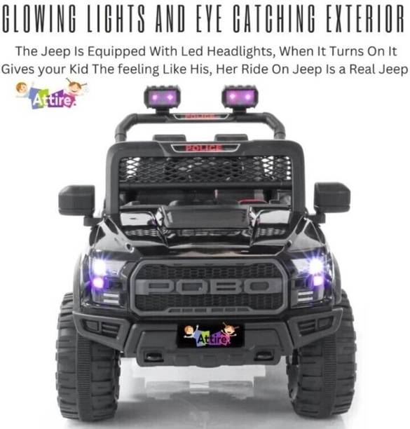 Prabal POBO BLACK 4 Motors 4x4 (1-8Yrs), Remote control, USB player. Jeep Battery Operated Ride On