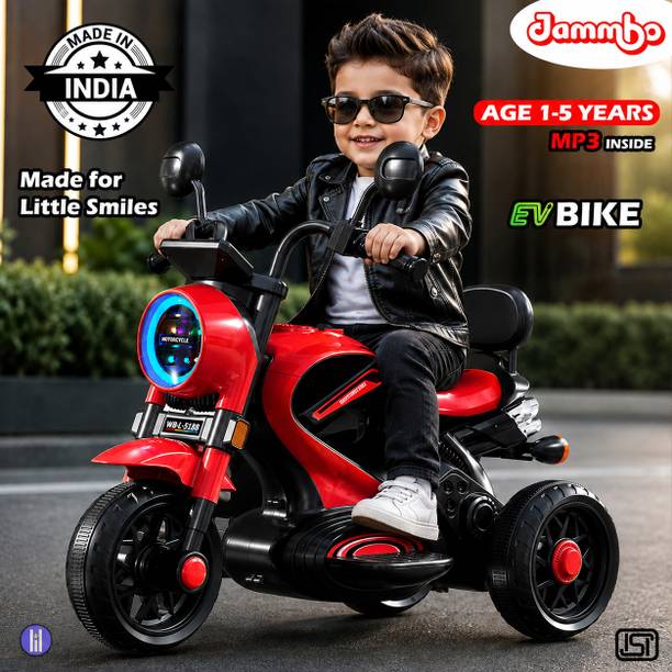 Jammbo Kids 3 Wheel Battery Operated Ride On Bike with Music & LED Lights Bike Battery Operated Ride On