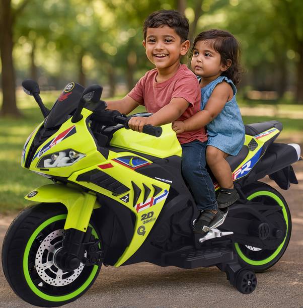 Wishmaster Motorbike for 3–8 Year Kids | 2 Seater | Music Player | Hand Accelerator Bike Battery Operated Ride On