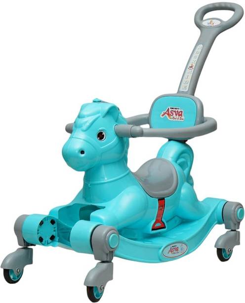 Vini Toys Baby Cyan Horse Rider With Rhyme Systum Rideons & Wagons Non Battery Operated Ride On