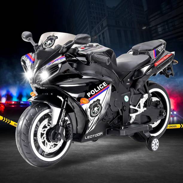 leotoon R1 Police Bike |USB/MP3 Interface | Educational Rhymes English Music | 3-8 Years Bike Battery Operated Ride On