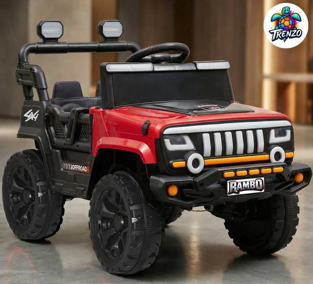 Trenzo Rambo 4x4 Motor Hummer | Manual & Remote Control Kids Car Battery Jeep + lights Car Battery Operated Ride On