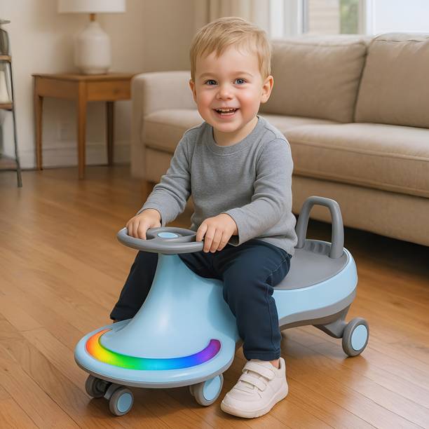 Pandaoriginals Musical Front Lights with Backrest Superior Quality Smooth Wheels Rideons & Wagons Non Battery Operated Ride On