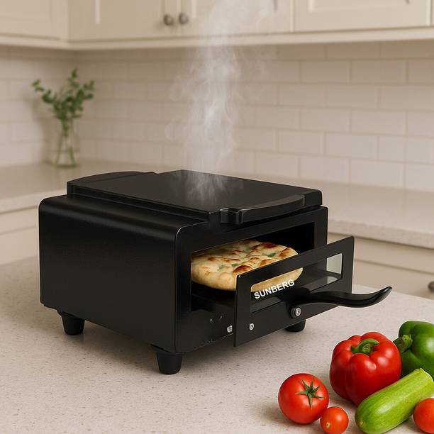 SUNBERG Compact 1500W Cooking Tool for Smokeless, Oil-Free Roasting, Baking & Grilling Electric Tandoor