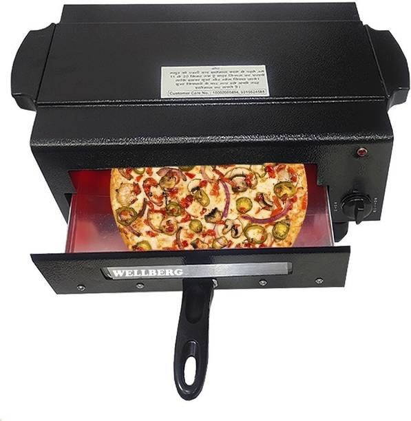 WELLBERG 2000W Upper and Lower on/Off System Small Electric Pizza Maker Fish Chicken Tikka Naan Tandoori Roti Cake Baker French Fries Meat Barbecue Chaap Oil-free Fryer (Black) Pizza Maker