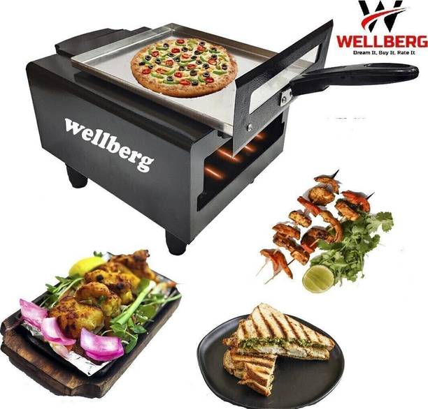 WELLBERG 14-Inch Heavy-Duty Pizza Oven for Healthy Tandoori, Baking, and Oil-Free Cooking Electric Tandoor