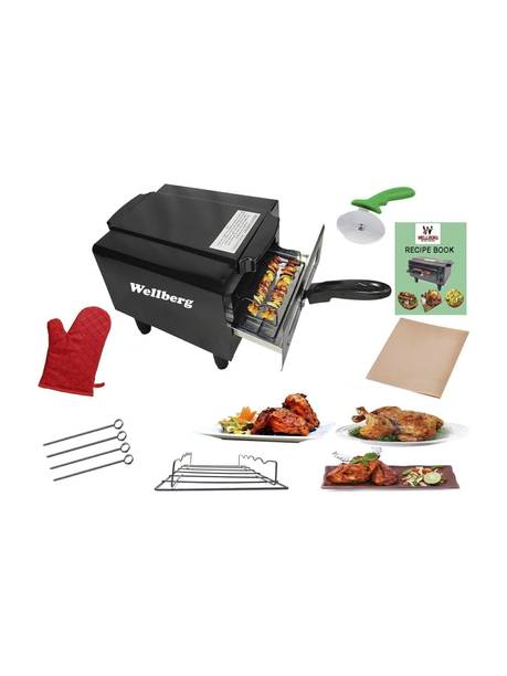 WELLBERG Heavy-Duty 14-Inch Pizza Oven for Oil-Free Baking, Grilling, and Roasting Needs Electric Tandoor