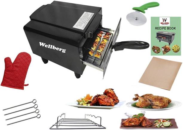 WELLBERG Premium 14-Inch Pizza Oven for Oil-Free Grilling, Baking, and Roasting at Home Electric Tandoor