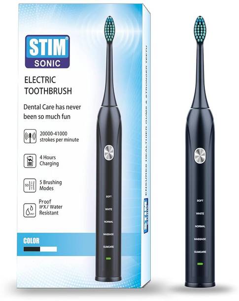 STIM Sonic Electric Toothbrush for Adults, Ultra Soft Bristles, 5 Modes, Rechargeable Electric Toothbrush