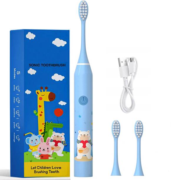 US1984 Rechargeable Sonic Smart Kids Toothbrush 5 Modes 3 Brush Heads 30 Days backup Electric Toothbrush