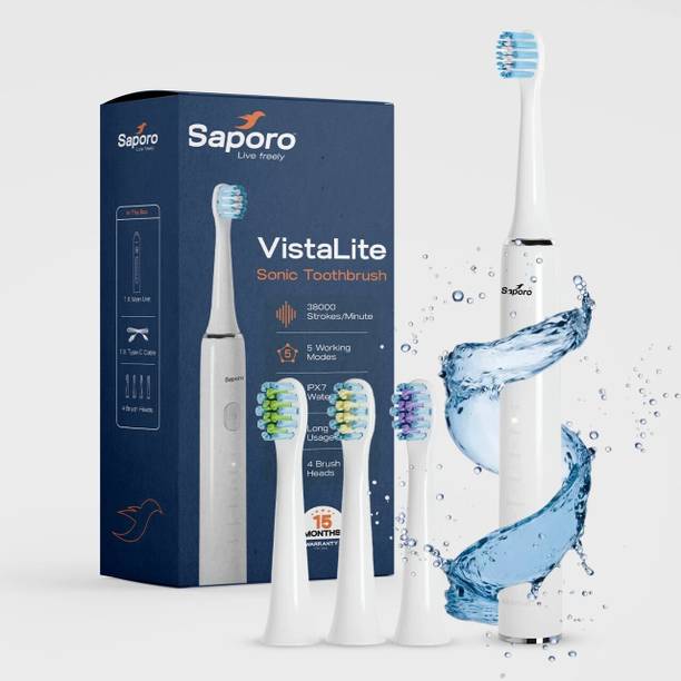 SAPORO VistaLite Sonic Electric Toothbrush for Adults - 5 Operational Modes Electric Toothbrush