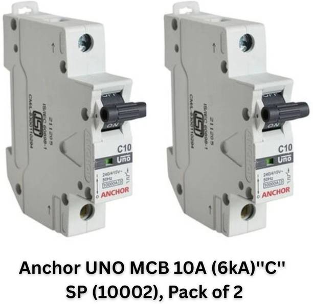 ANCHOR UNO MCB 10A (6kA)''C'' SP (10002), Pack of 2, MCB
