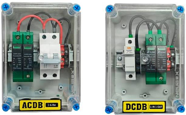 DeHMY Solar DCDB and ACDB Combo Box, 1-6kW, IP65 Rated with 32A MCB, 600V DC SPD, 320V AC SPD MCB