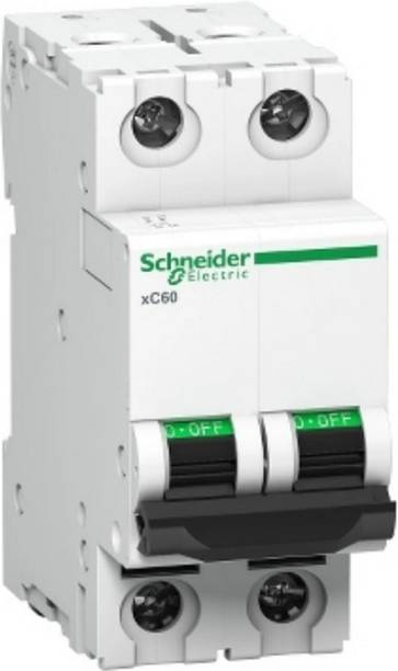 Schneider Electric MCB, Acti9 xC60, 2P, 1A, C curve, 10kA(pack of 3) A9N2P01C MCB