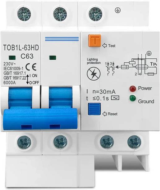 Safefy RCCB 63A Single Phase Breaker with Short-Circuit/Leakage/Lightning Protection Din Rail Mount MCB MCB