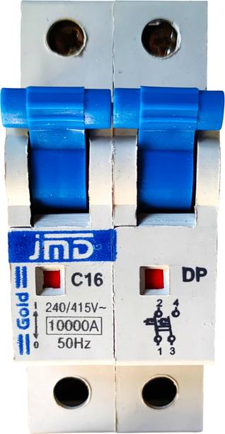 jmD Gold 16A C Curve 415 Volts/ 10000A/ 50HZ Double Pole ISI Mark DP MCB