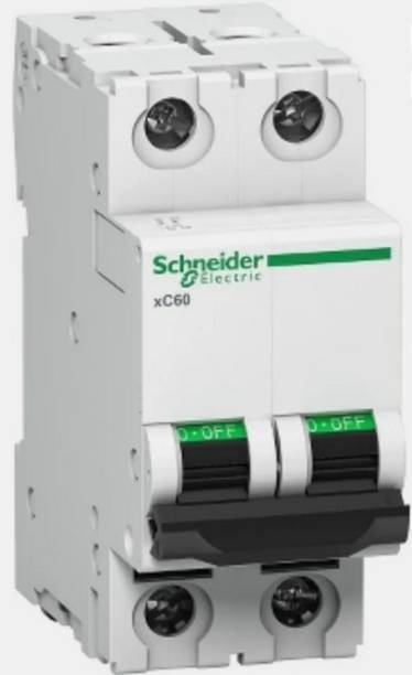 Schneider Electric MCB, Acti9 xC60, 2P, 1A, C curve, 10kA(pack of 10) A9N2P01C MCB