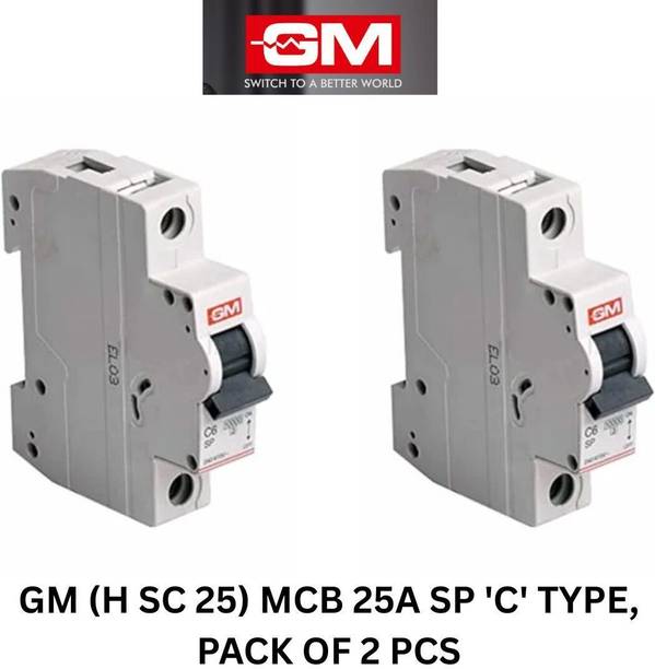 GM Modular G-HOME 10kA, MCB 25A SP 'C' TYPE, PACK OF 2 PCS, MCB