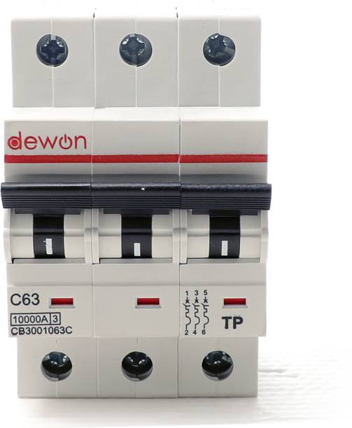 Dewon Electric 63A Three Pole MCB | 10kA Breaking Capacity | C Curve 63A MCB