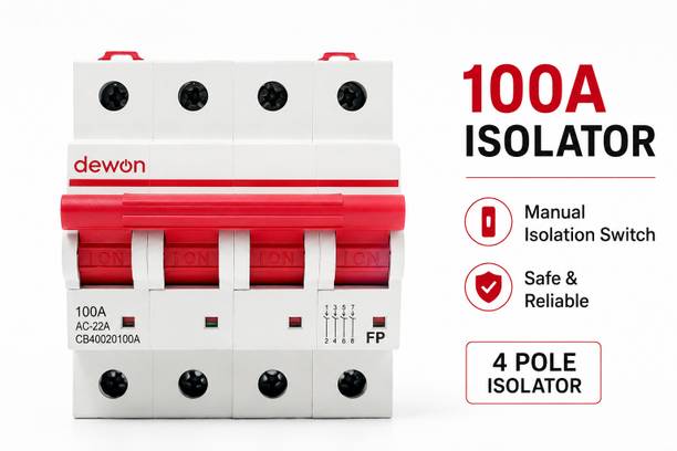 Dewon Electric Four Pole Isolator 100 Amp Heavy Duty Switch Suitable for Homes, Industrial & Commercial Use Low Voltage Electrical Device MCB